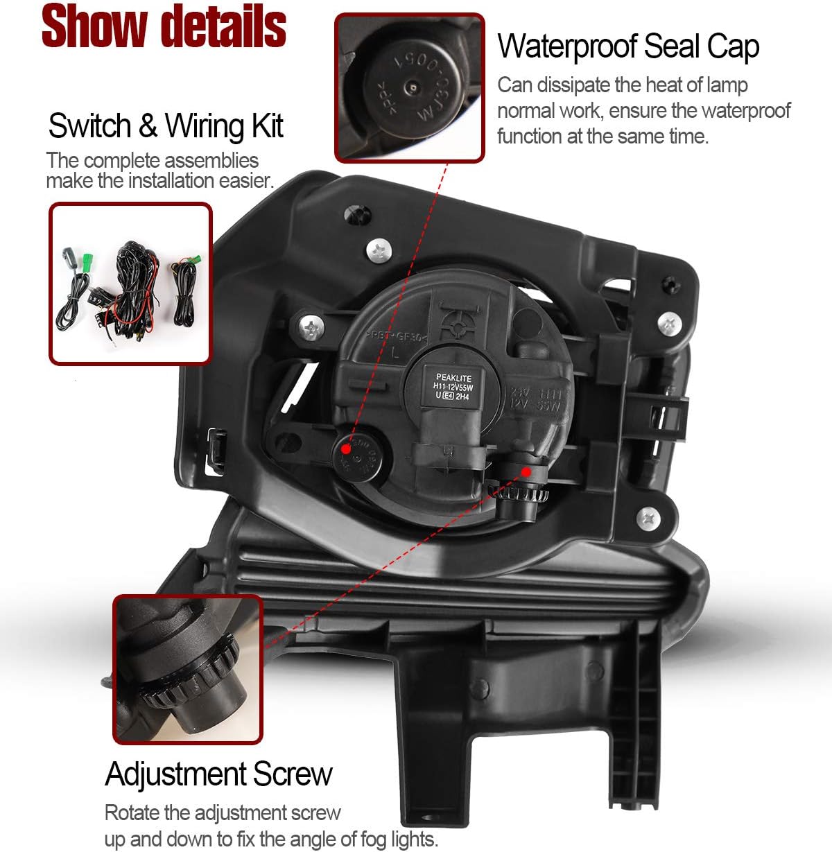 Fog Lights For Toyota Highlander 2014-2016 Fog Light Assembly 2PCS OEM Replacement Fog Lamps AUTOWIKI