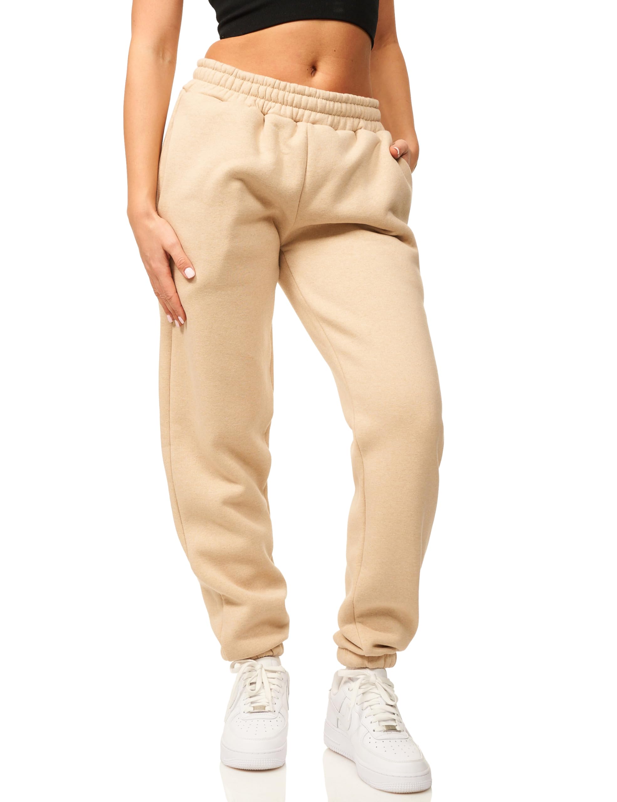DAILY COTTON Damen Jogginghose aus Baumwolle - Sporthose im Straight-Fit mit Bündchen - Lange Sweatpants Trainingshose - Freizeithose für Frauen