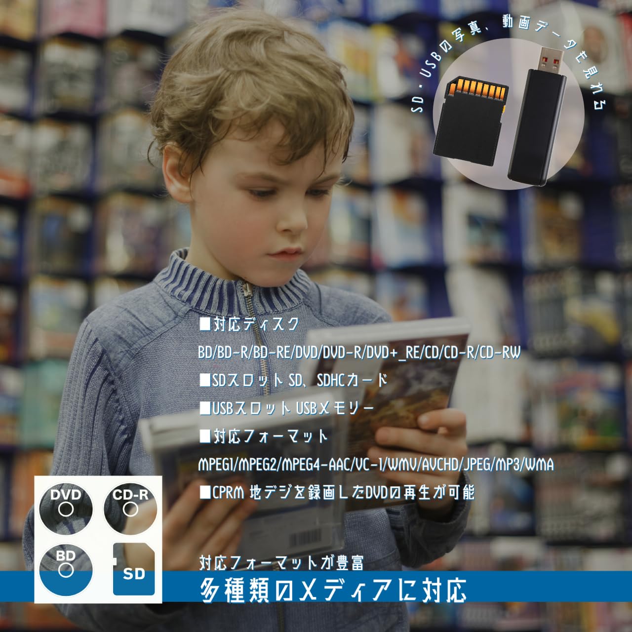 Amazon | 10インチ 防水 ポータブル ブルーレイプレーヤー BD DVD