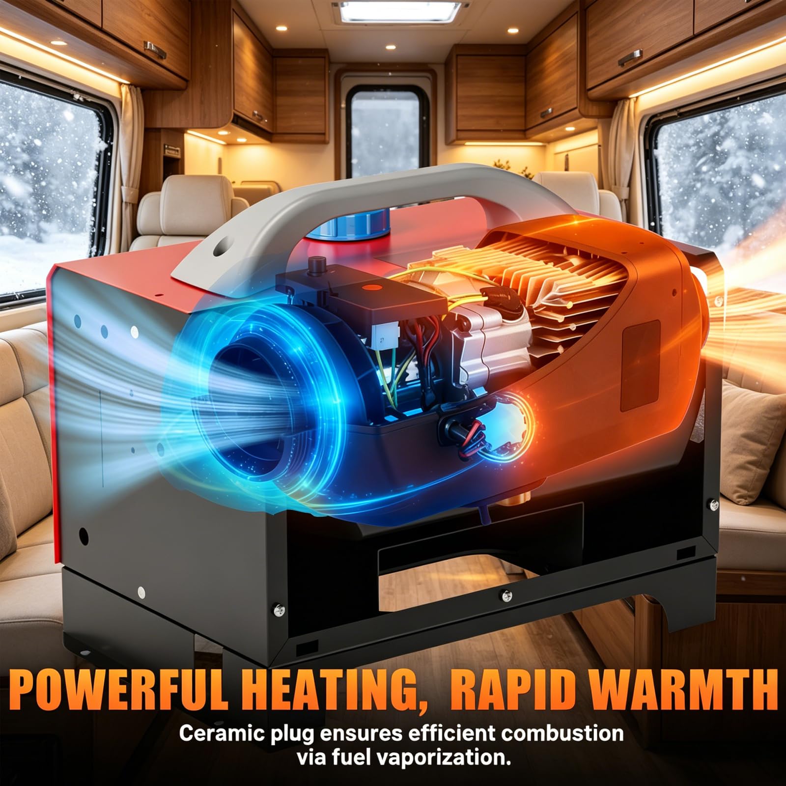 Standheizung Diesel 8KW Lufterhitzer 12V, Dieselheizung mit LCD-Schalter & Fernbedienung, Air Diesel Heizung Set für Auto RV LKW LKW Wohnmobil Bus (Rot, Typ E)
