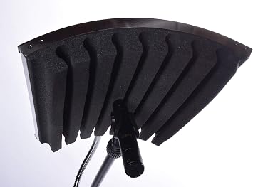 LyxPro Vocal Booth 40 Portable Acoustic Isolation Instrument Shield, Sound Absorbing, Reflection Panel Heavy Duty Gooseneck with Condenser Anti Vibration Spider Microphone Shockmount Kit