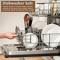 Vista 5 de HANSGO Wooden Spoons for Cooking, 2PCS Acacia Wood Kitchen Utensil, 12Inch Wood Serving Spoons for Nonstick Pans, Comfort Grip, Durable, Heat