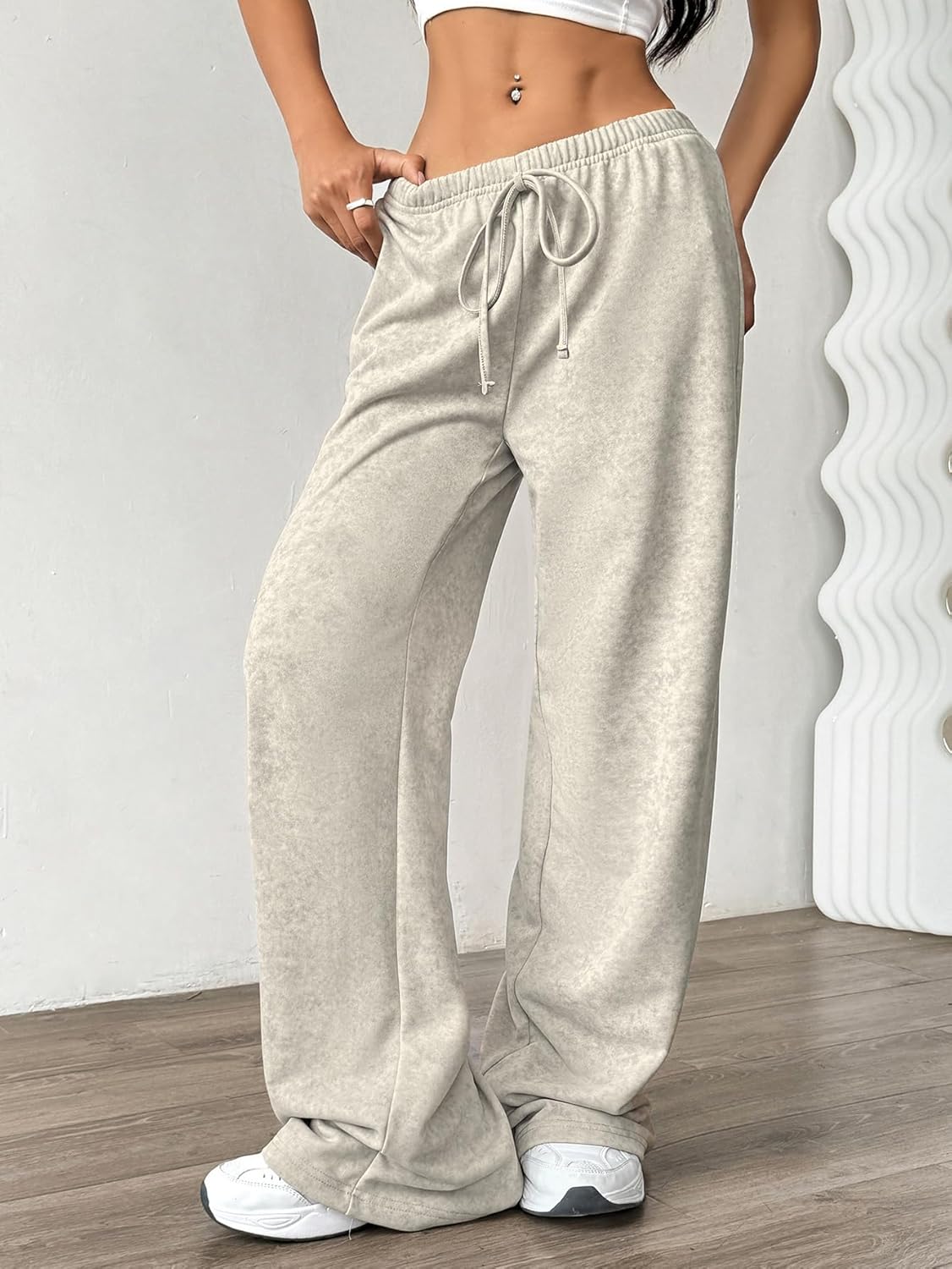 SHENHE Women's Low Rise Loose Sweatpants Y2k Elastic Waist Wide Leg Lounge Sweat Pants - Image 5
