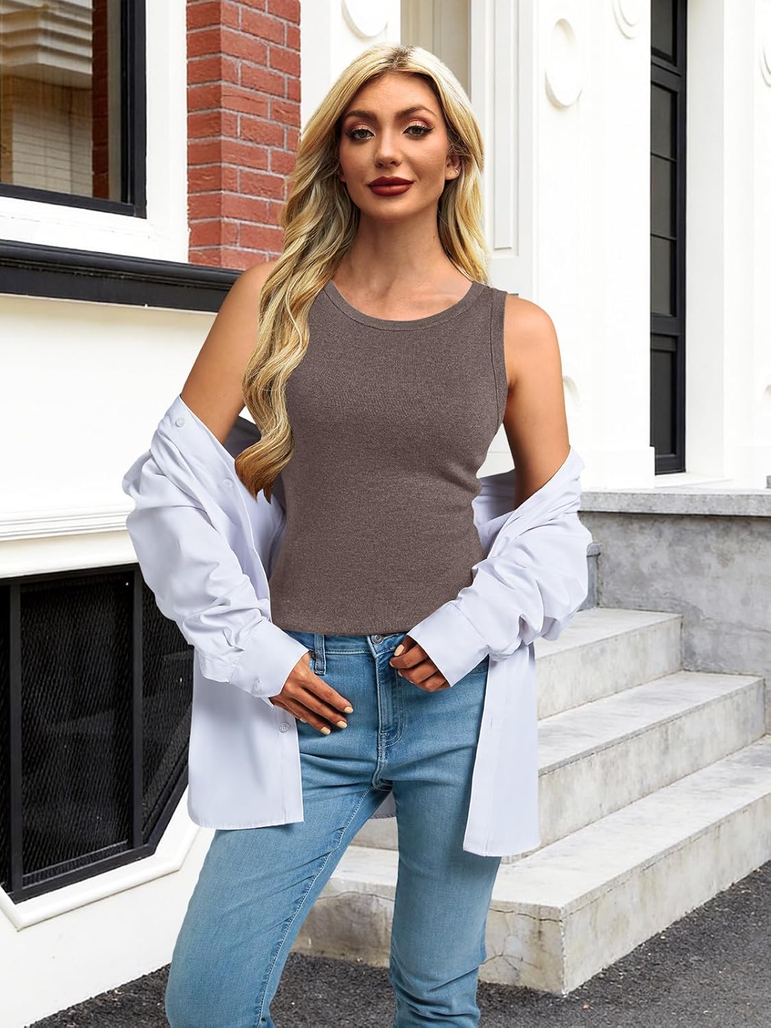 GKBK Women's Wool Blend Knit Tank Tops Sleeveless Vest Crew Neck Soft Sweater 2025 - Image 5