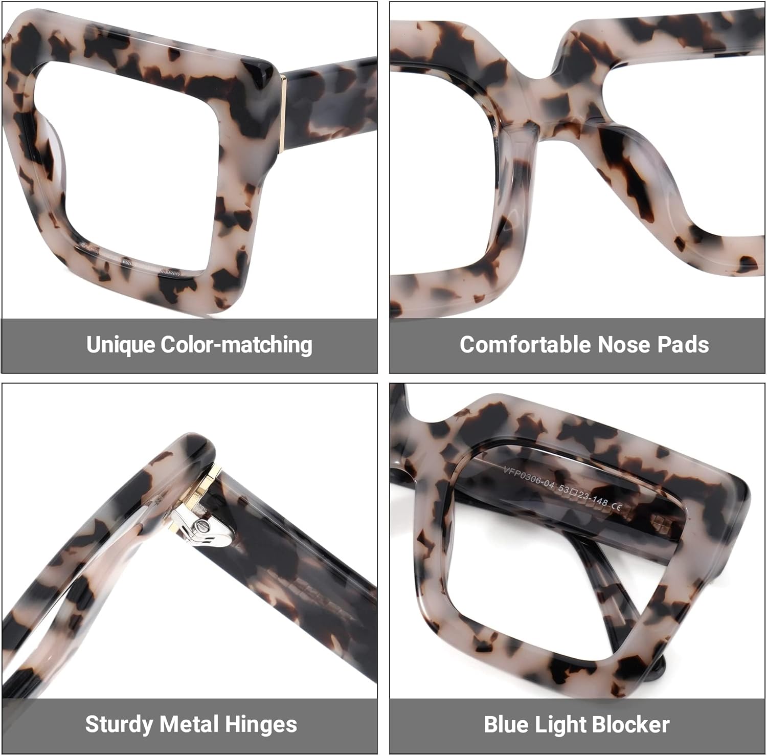 Zeelool Stylish Thick Oversized Square Reading Glasses for Women VFP0306 Brandon