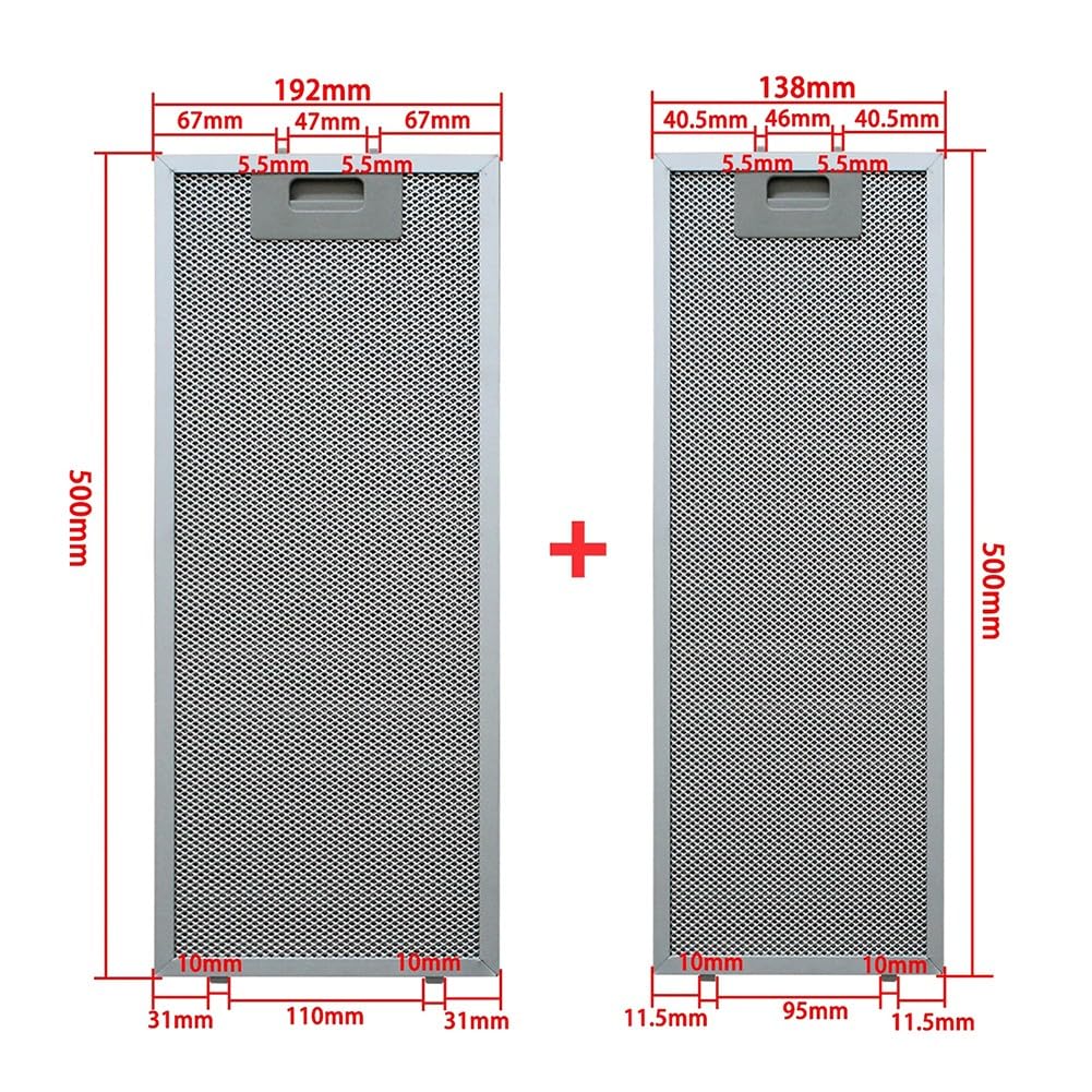 FABULETTA Para filtros de campana extractora de metal de 500 x 192 mm y 500 x 138 mm para multímetro TL2000, Teka y TL1-62 y herramientas eléctricas