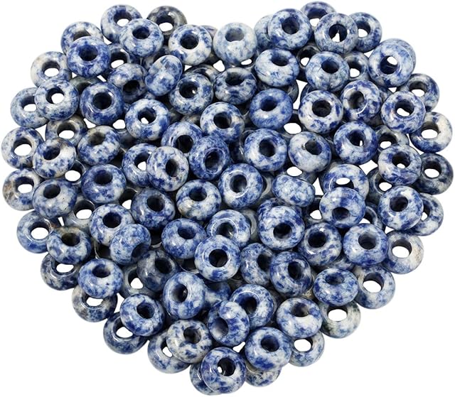 mookaitedecor 14mm Natural Sodalite Round Large Hole Gemstone Beads for Jewellery Making,Loose Crystal Stone Beads for European Bracelet,Pack of 20