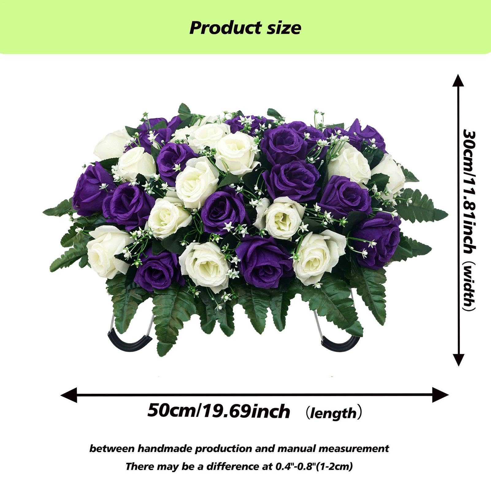 Coussin Funéraire pour Cimetière Fleurs Artificielles pour Extérieur, | Composition Florale pour Tombe Pour Fête des Mères, Fête des Pères,