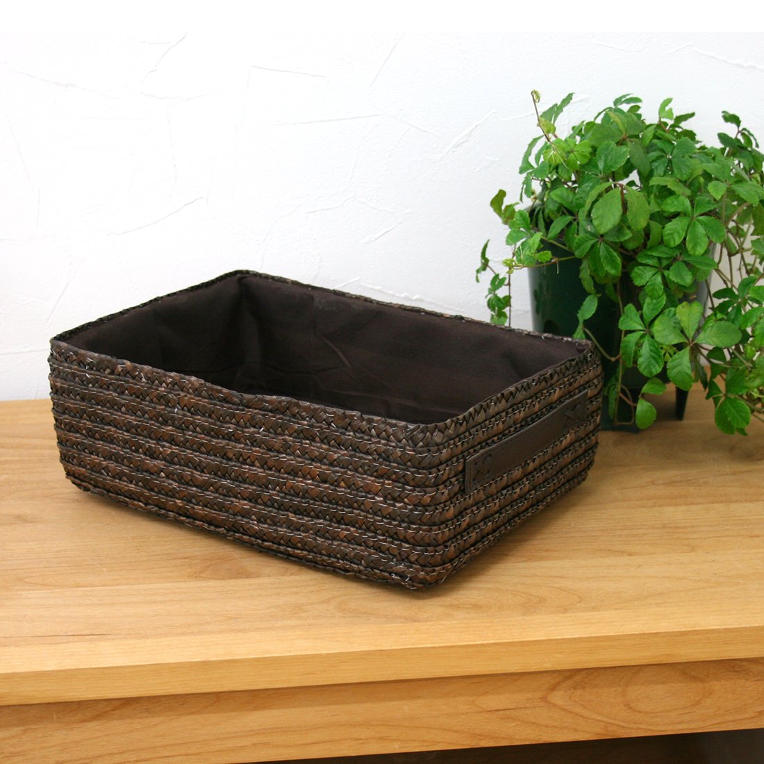 ストロー製ブラウンバスケット Amazon.co.jp: ストロー製収納バスケット浅型/ベルトタイプ/ (ブラウン