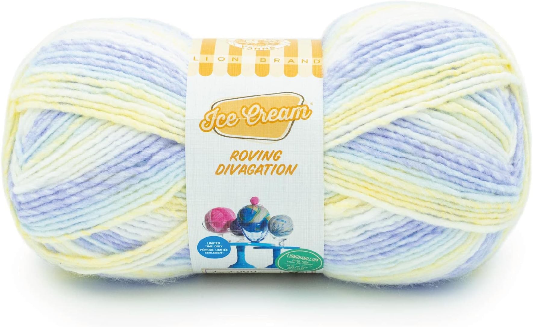 Lion Brand Yarn Ice Cream Roving Stripes Yarn, Pixie Stix