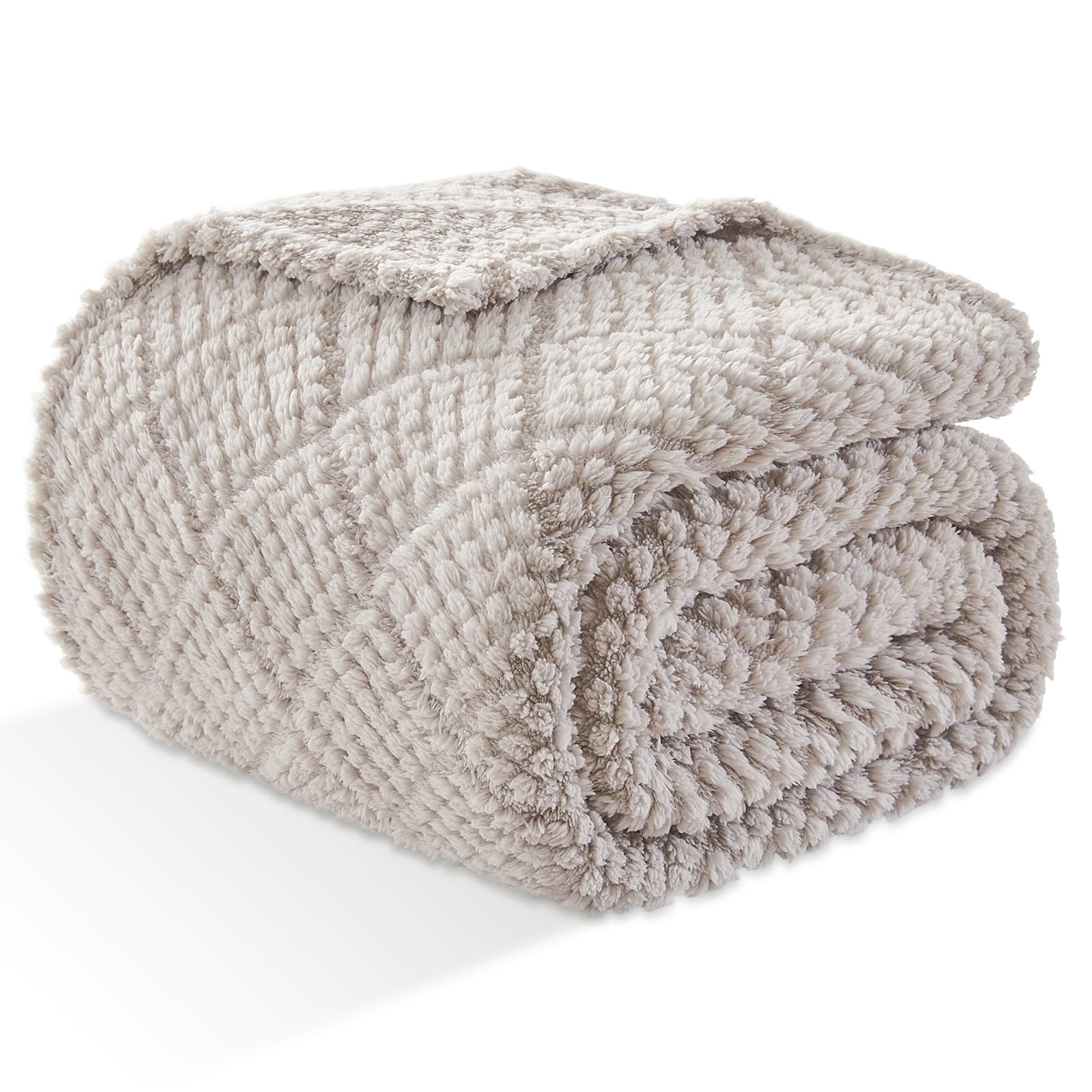 EMME Kuscheldecke 130x150 Fleece Weich Warm Flauschig Hellgrau Tagesdecke | OEKO-TEX Zertifiziert Mit 3D-Touch-Erlebnis Als Überwurfdecke Couchdecke Sofadecke Wohndecke Für Erwachsene Ganzjährig