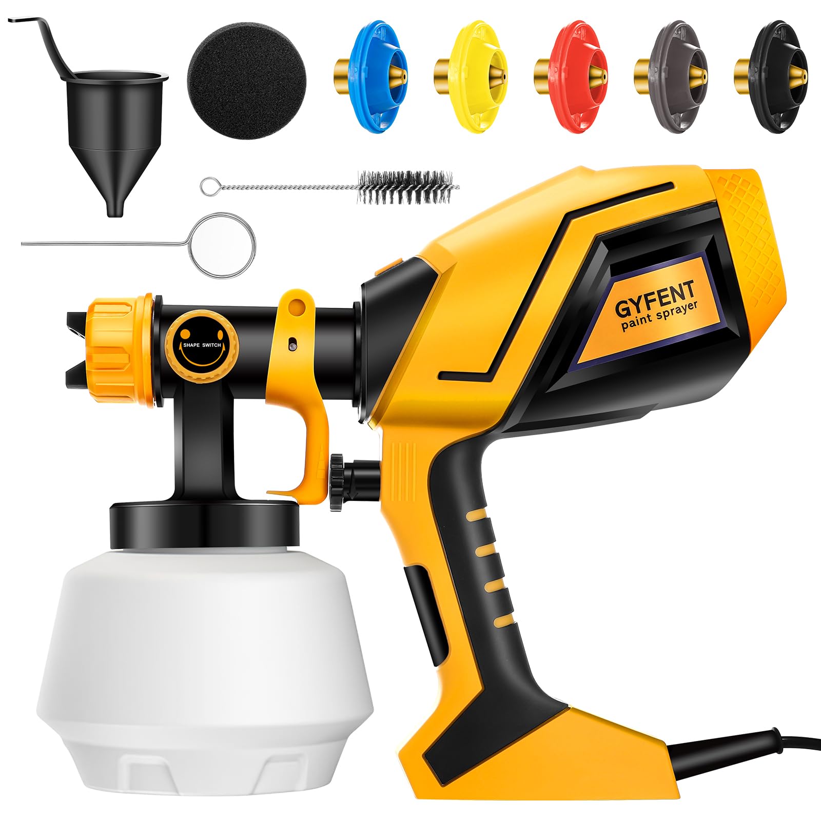 Paint Sprayer, 700W HVLP High Power Paint Sprayers for Home Interior Paint Gun with 5 Nozzles & 1200ml Container & 3 Spray Patterns for DIY Furniture Cabinets Fence Door Chairs etc. JH-12