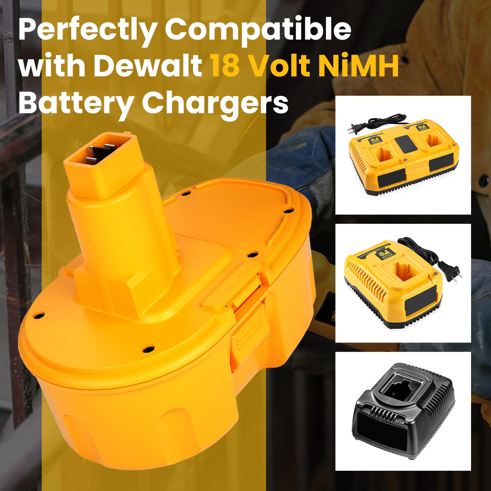 JYJZPB 2Pack 4.5Ah DC9096 DC9098 for De Walt 18V XRP Battery Replacement  DC9099 DW9098 DW9099