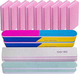 Nail File and Buffer Set (16 Pack), Nail File Kit Professional Nail Files & Buffers Manicure Supplies Filer Buffer for Natural Nails 100/180 Grit 7 Way Nail Filing Polishing Buffer for Nail Care