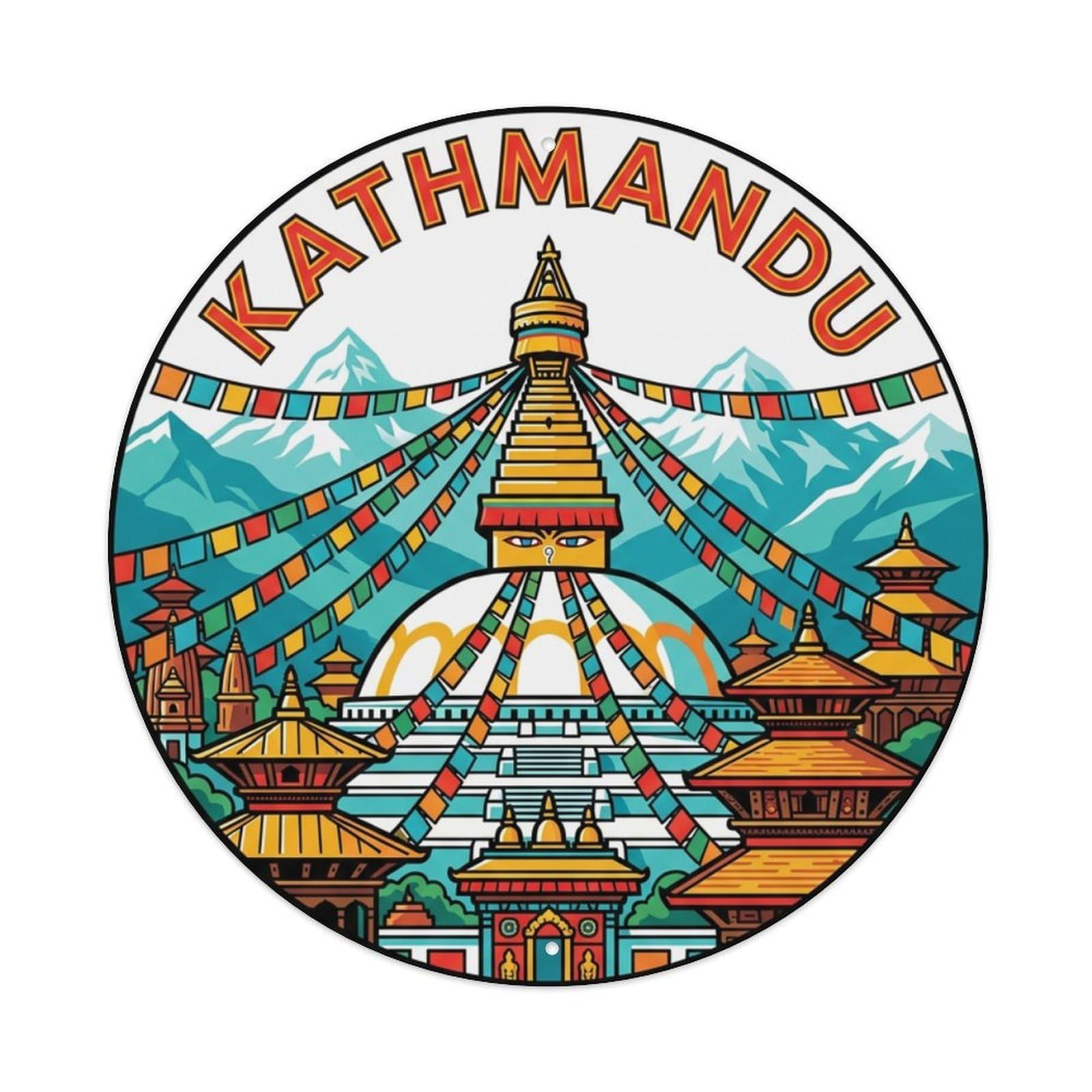 Vintage Travel Nepal Kathmandu Vintage Metal Tin Sign Plaque Wall Decor for Cafe, Club Bar, Office, Garden Metal Poster 8x8Inch