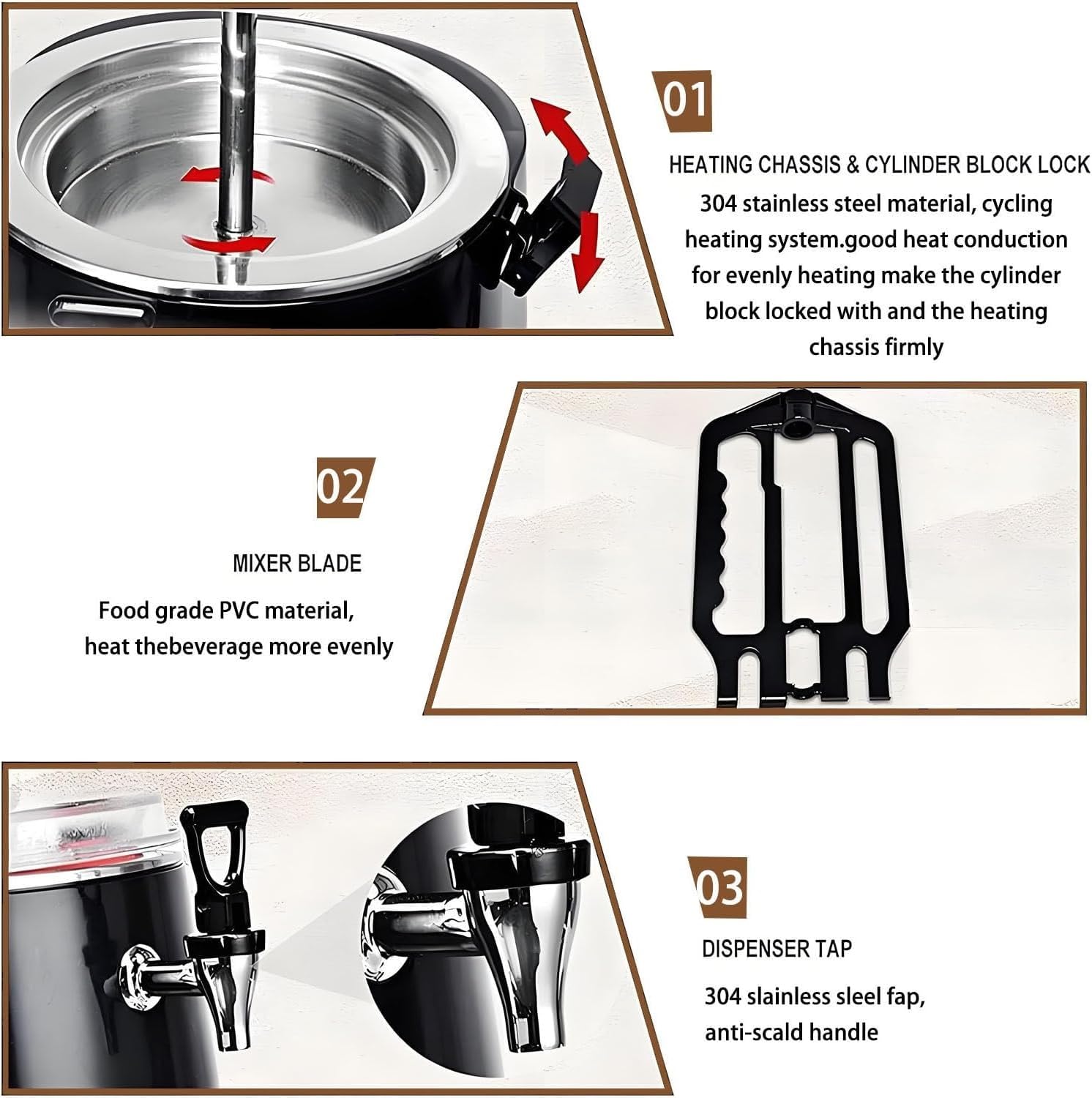 Distributeur de Chocolat Chaud Machine 110/220V 5L/10L Réglable 30-90°C Affichage LED Chauffe-Boissons Électrique
