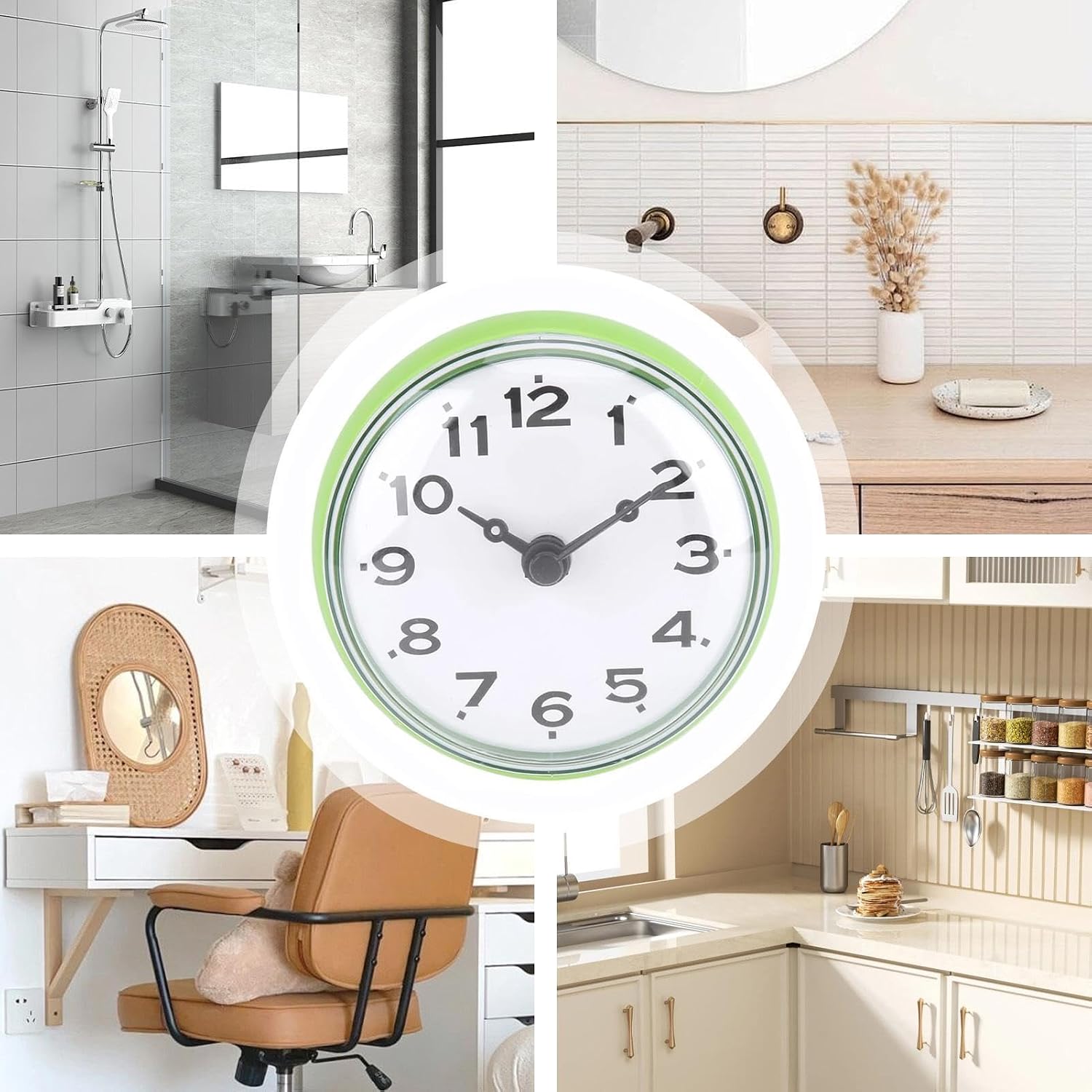Waterproof Shower Clock, Mini Bathroom Timer with Suction Cup Easy Read