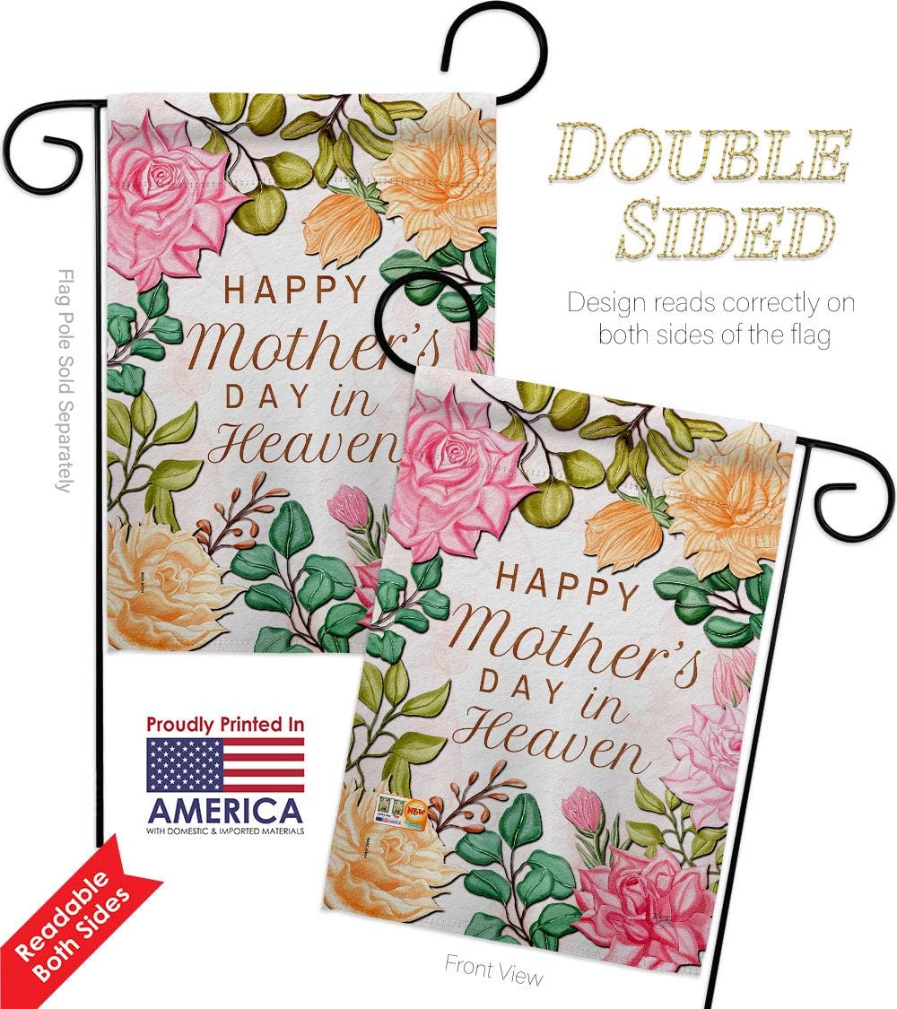 Mother In Heaven Garden Flag - 2pcs Pack Family Mother's Day Mom Mama Grandma Love Flowers Parent Sibling Relatives Grandparent - House Banner Small Yard Gift Double-Sided Made USA 13 X 18.5