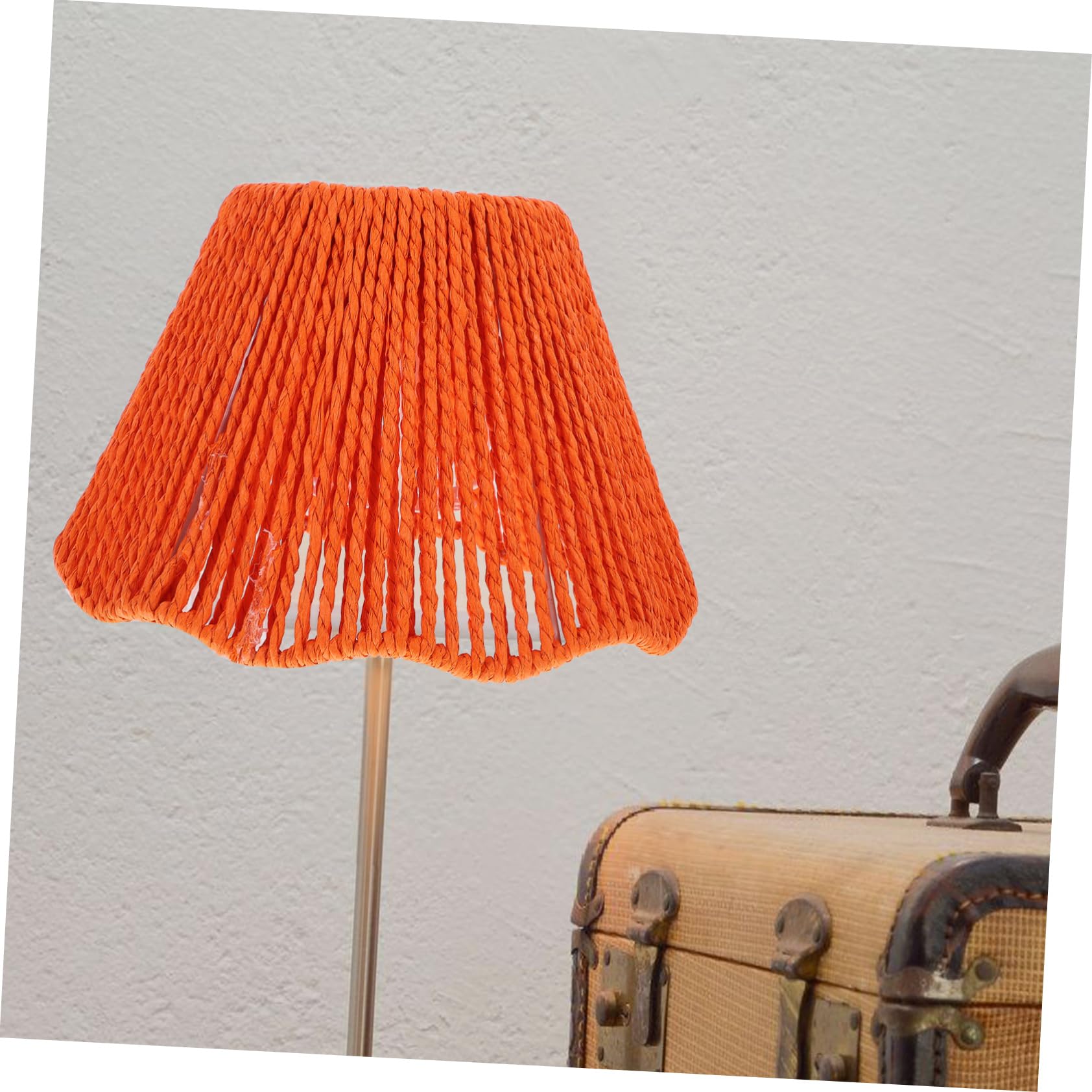 Abat-jour Décoratif en Corde de Papier Orange, Tissé