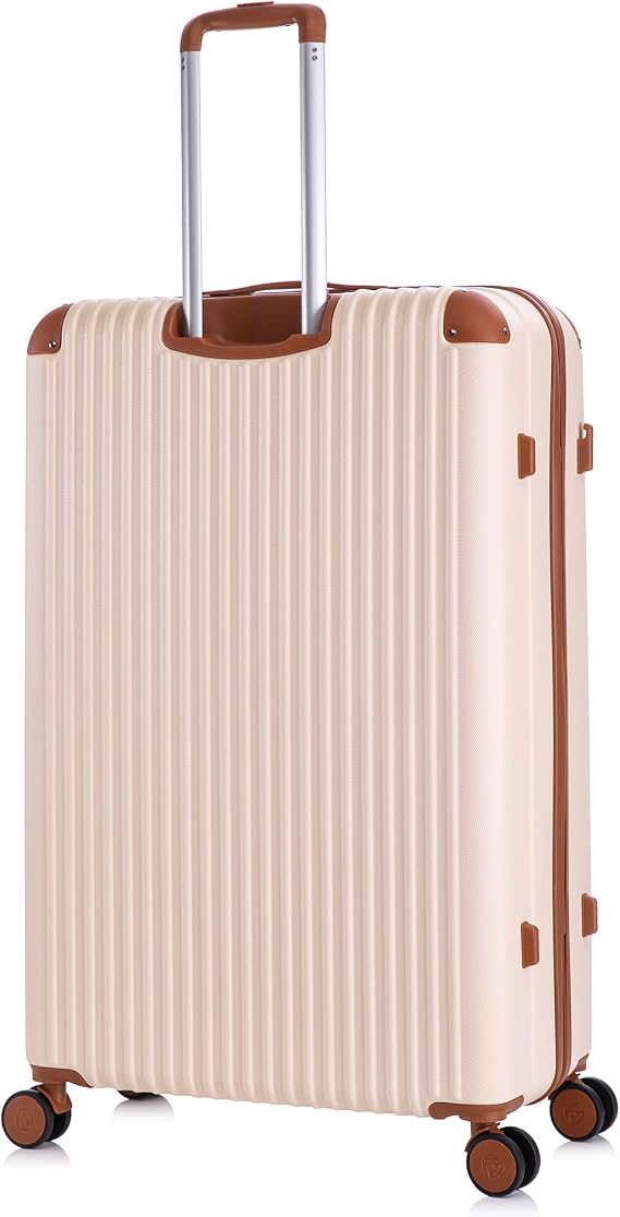 Extra Large Suitcase 32 Inch Lightweight Hard Shell Luggage 4 Dual Spinner Wheels, Durable Travel Case, TSA Lock, Telescopic Handle, Cream