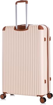 Extra Large Suitcase 32 Inch Lightweight Hard Shell Luggage 4 Dual Spinner Wheels, Durable Travel Case, TSA Lock, Telescopic Handle, Cream