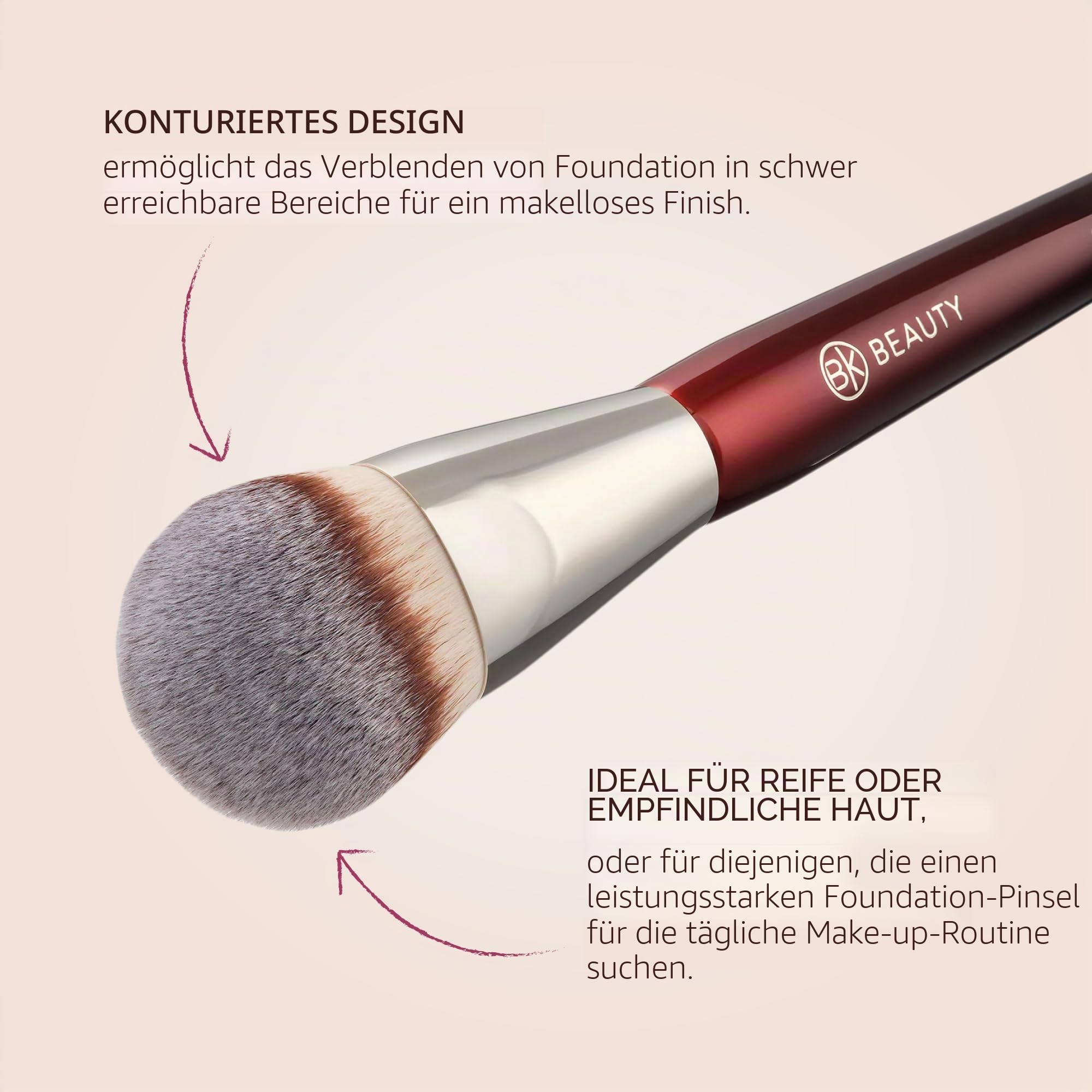 BK BEAUTY Konturierter Foundation-Pinsel, Gesichtspinsel für Flüssige oder Cremefarbene Grundierungen, 101 Stück