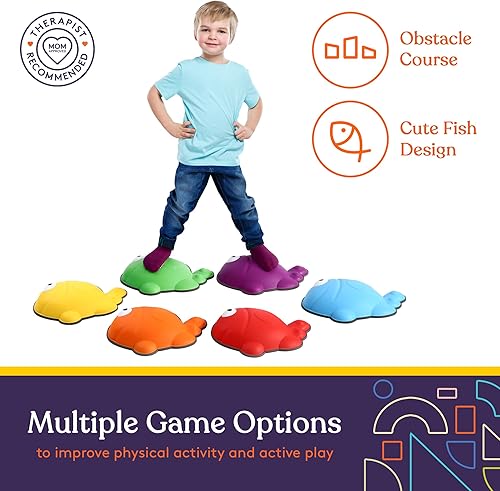 Vista 15 de Special Supplies Stepping Stones for Kids - Set of 6 Balance Blocks - Indoor/Outdoor Play - Child Safe Rubber, Non-Slip Edging - Promotes
