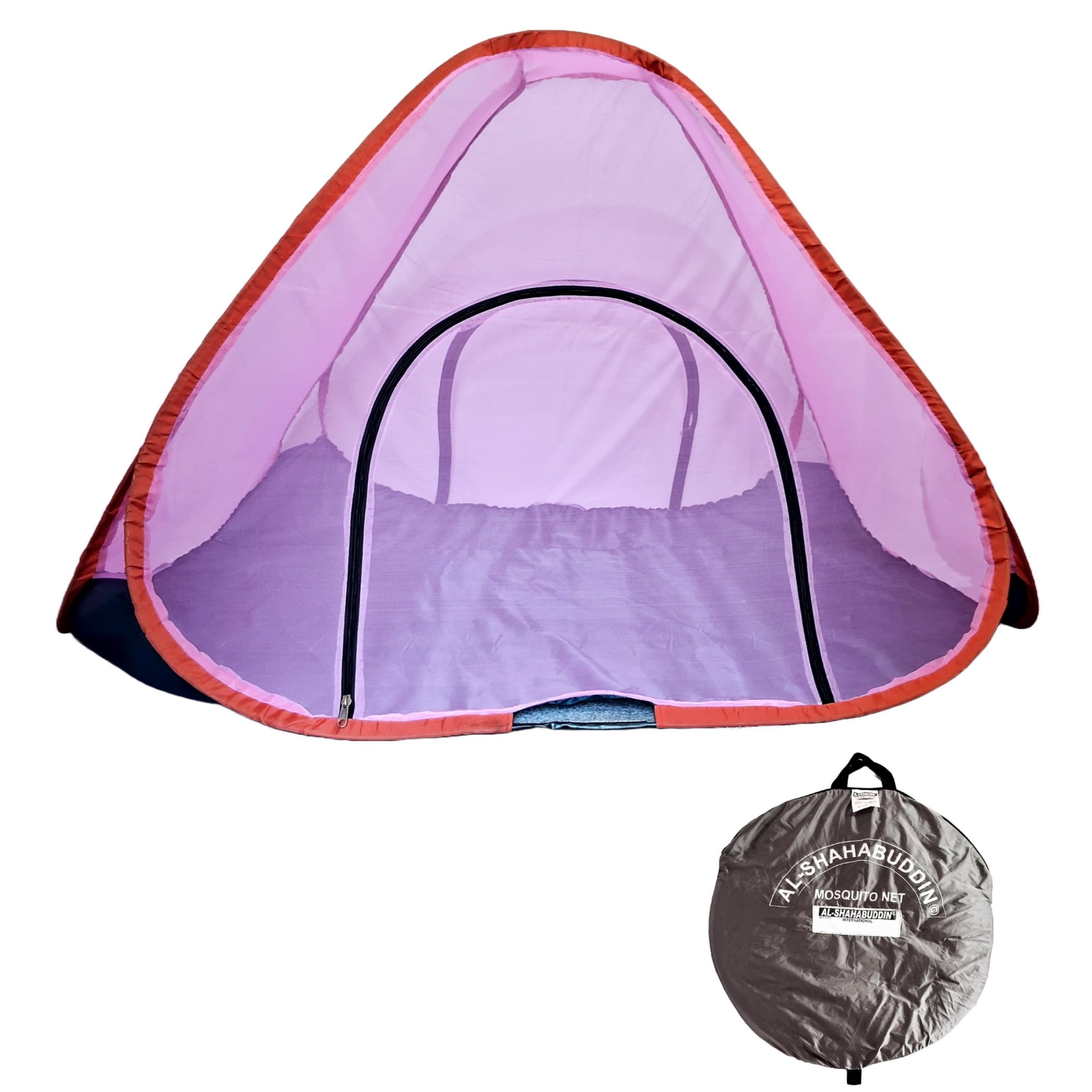 Al-Shahabuddin Foldable Mosquito Net Double Bed King Size (6.5 X 6.5 Ft) Portable Camping & Hiking Tent Type Machardani Pink-image-45