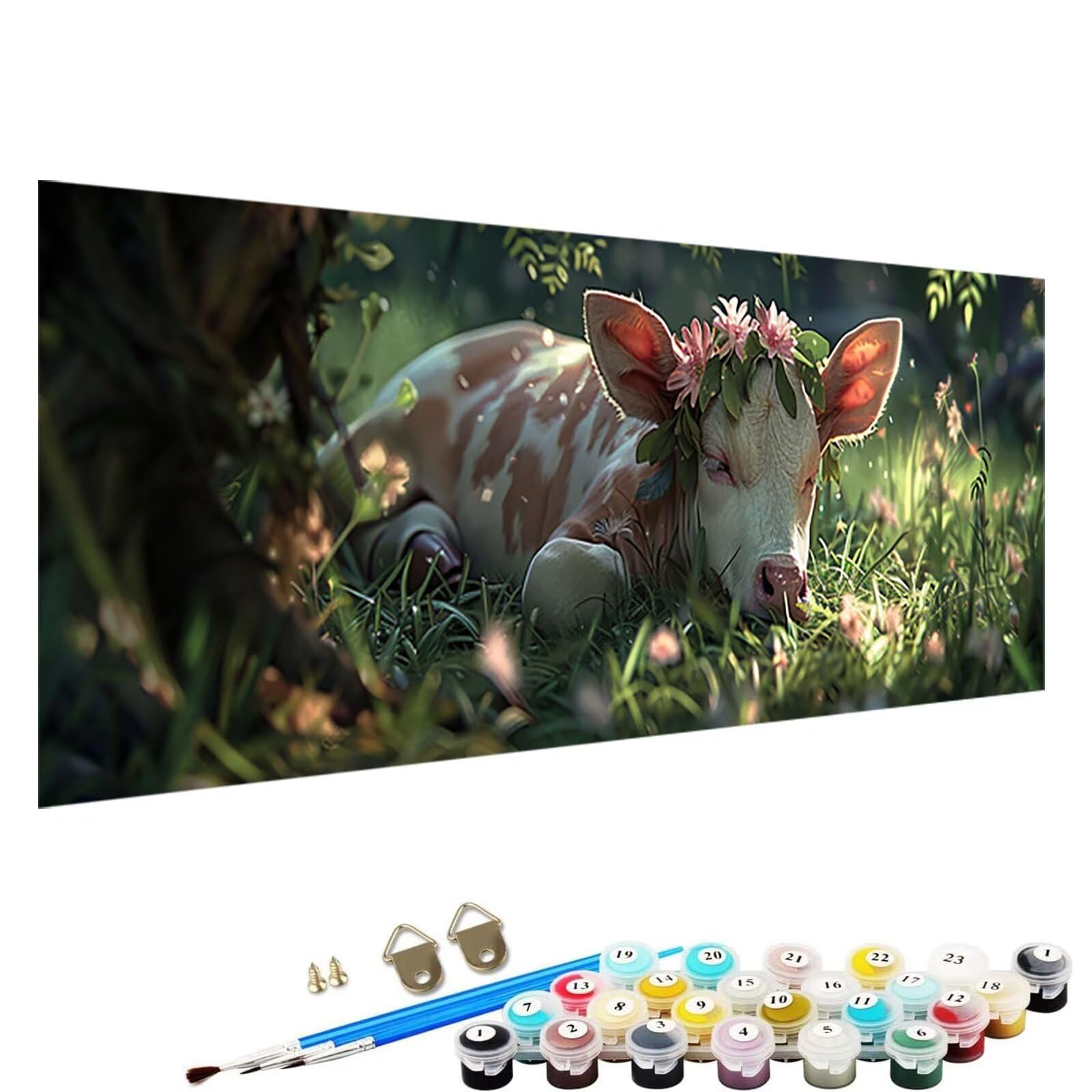 Peinture Par Numéro – Taureau – 40x50 Cm – Kit Acrylique Complet – Déco Murale – Détente Créative