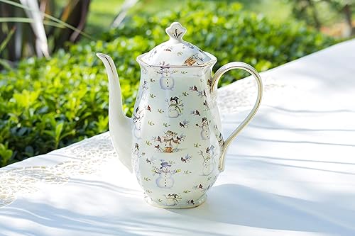 Miniatura 2 de Holiday Snowman - Olla de chocolate de porcelana fina con capacidad de 40 onzas