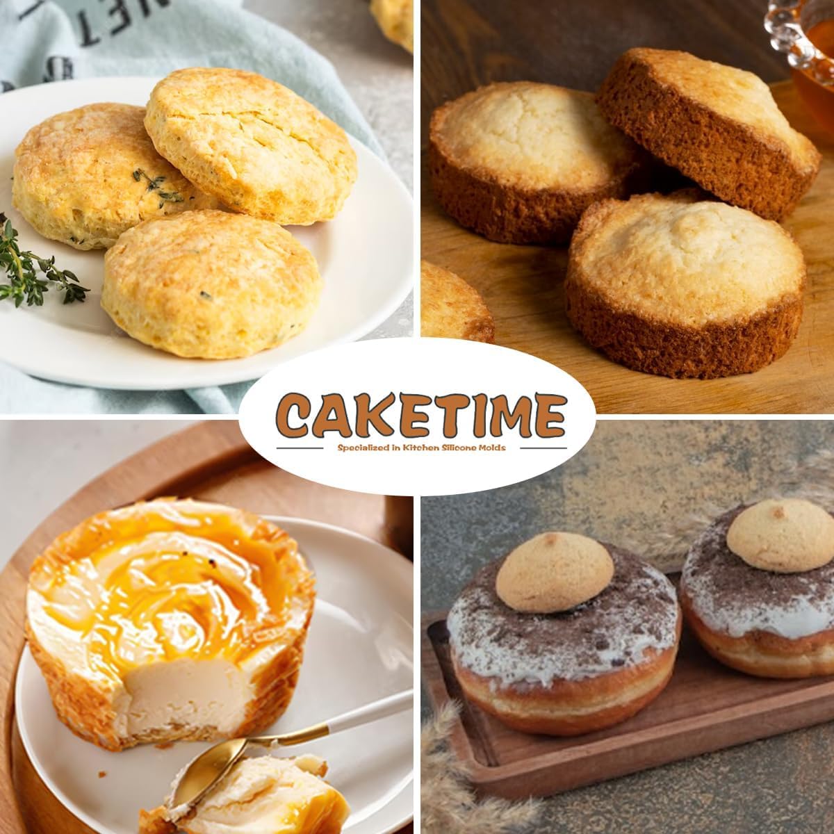 CAKETIME Muffin-Backform, Silikon-Eierformen für Frühstück, Sandwiches, 7,6 cm, runde Backform für Ofen, englische Muffins, Whoopie Pies, Maisbrot, Eierbissen, Torten, 3 Stück Konfetti