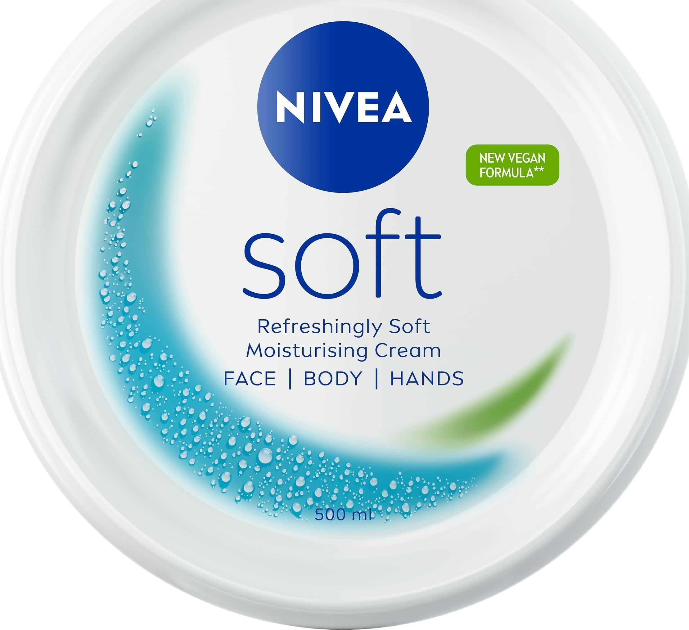 Soft Moisturising Cream (500ml), 48H Face Moisturiser for Face, Body and Hands with Vitamin E and Jojoba Oil, Hand Lotion Moisturises Deeply, Vegan Formula Day Cream