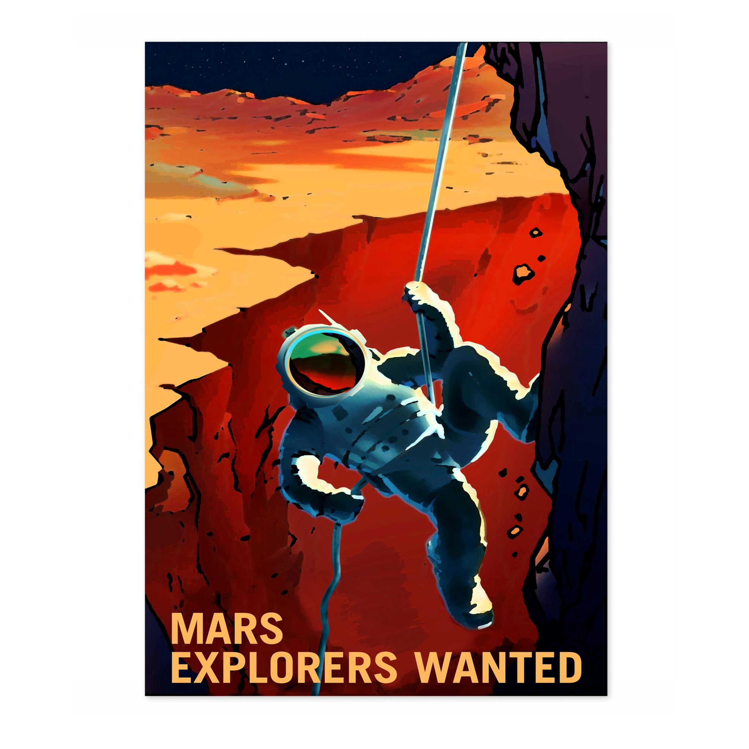 Mars Exploration Retro Nasa Space Grand Tour Travel Art Poster, Planet Travel Prints, Vintage Astronomy Home Decor, Astronaut Space Print, Archival Matte, A1 (Print Only) - 84.1x59.4cm