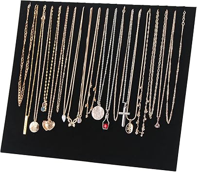 20 Slots Big Necklace Display Board for Selling, Velvet Necklace Jewelry Organizer Stand for Shop Store, Necklace Hanger Holder Rack for Show 1pc Black