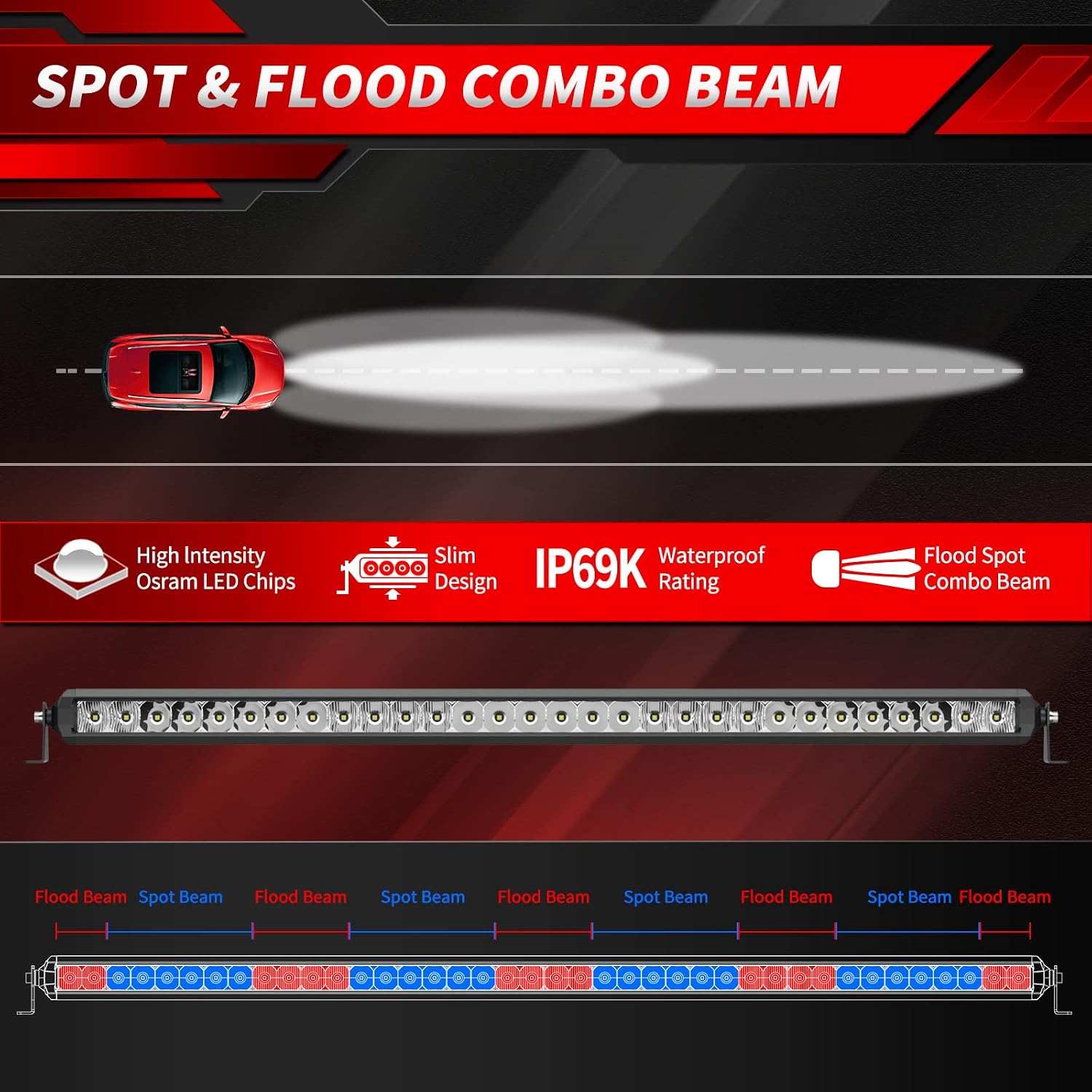 LED Light Bar 40 inch, 4WDKING Screwless Design 200W Off Road LED Spot Flood Combo Work Light Super Bright Truck Driving Fog Lamp IP69K Waterproof Fit for Ford F150 Polaris RZR Jeep Wrangler