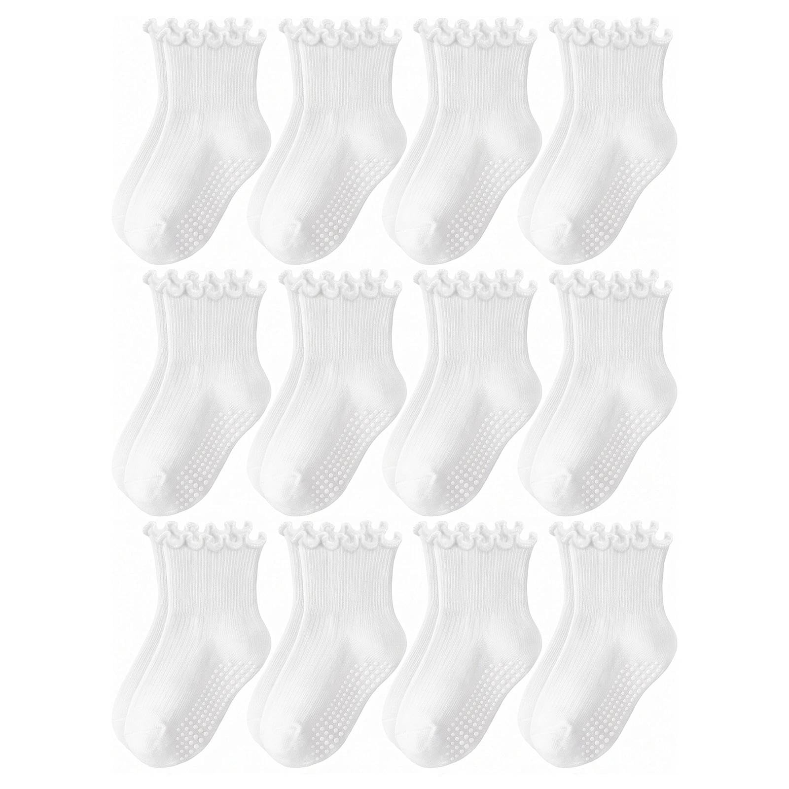 Baby Toddler Ruffle Socks for Girls Cute Crew Grip Frilly Socks