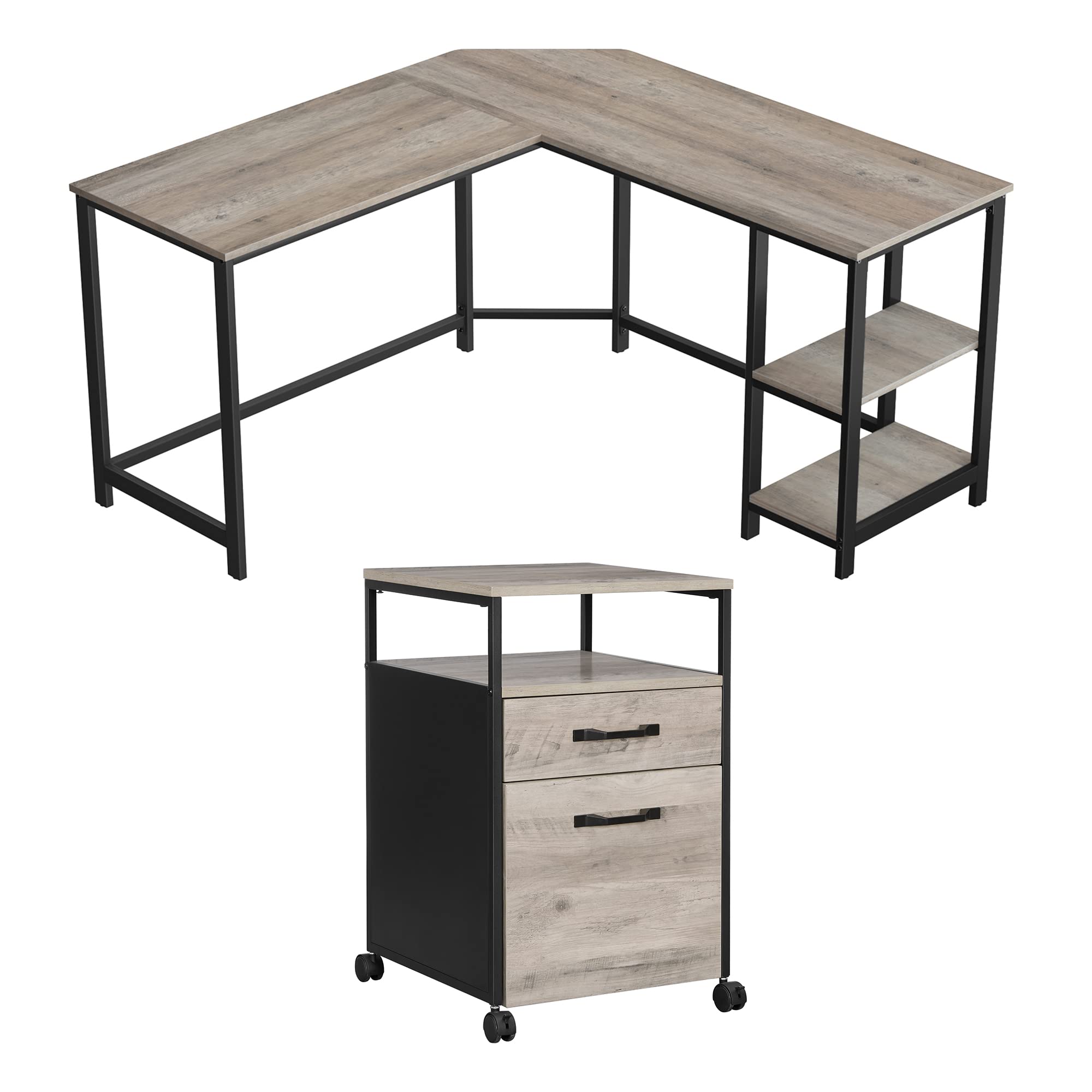 Buy VASAGLE LShaped Computer Desk and Rolling File Bundle