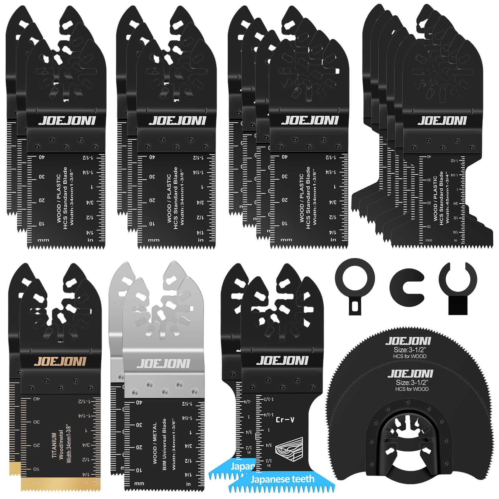 27 Pcs Lame Scie Oscillante, Universelle Outil Multifonction Saw Blades Accessoires Kit, Lame Outil Multifonction, pour Fein Multimaster, Ryobi, Milwaukee, Bosch, Dremel, Dewalt, Rockwell, Makita