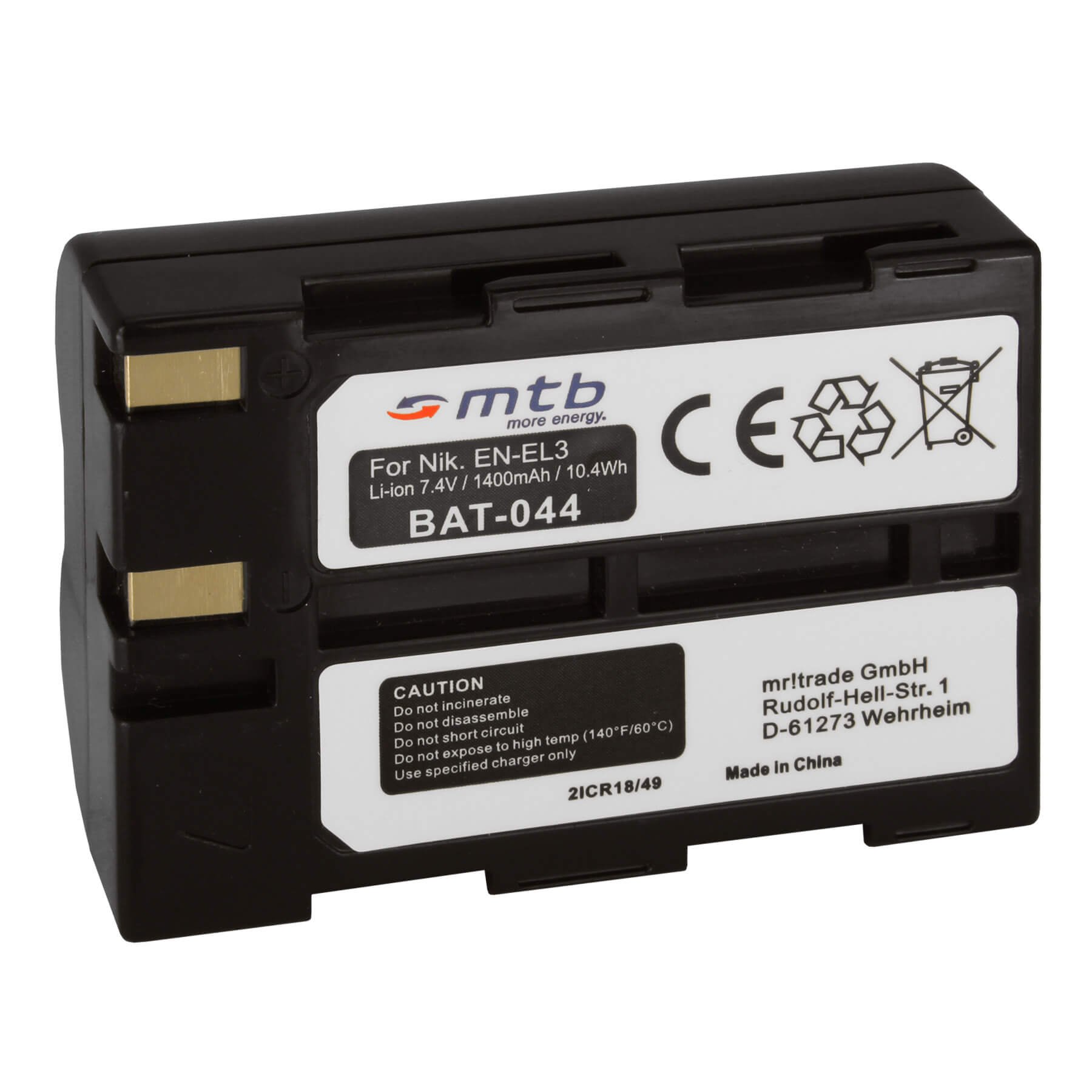 PATONA En-EL3 Batterie 1300mAh / 7.4V / 9.6Wh Compatible Avec Nikon D70 D70s D50 D100 Batterie De Rechange Pour Les Modèles ENEL3 En EL3 Avec