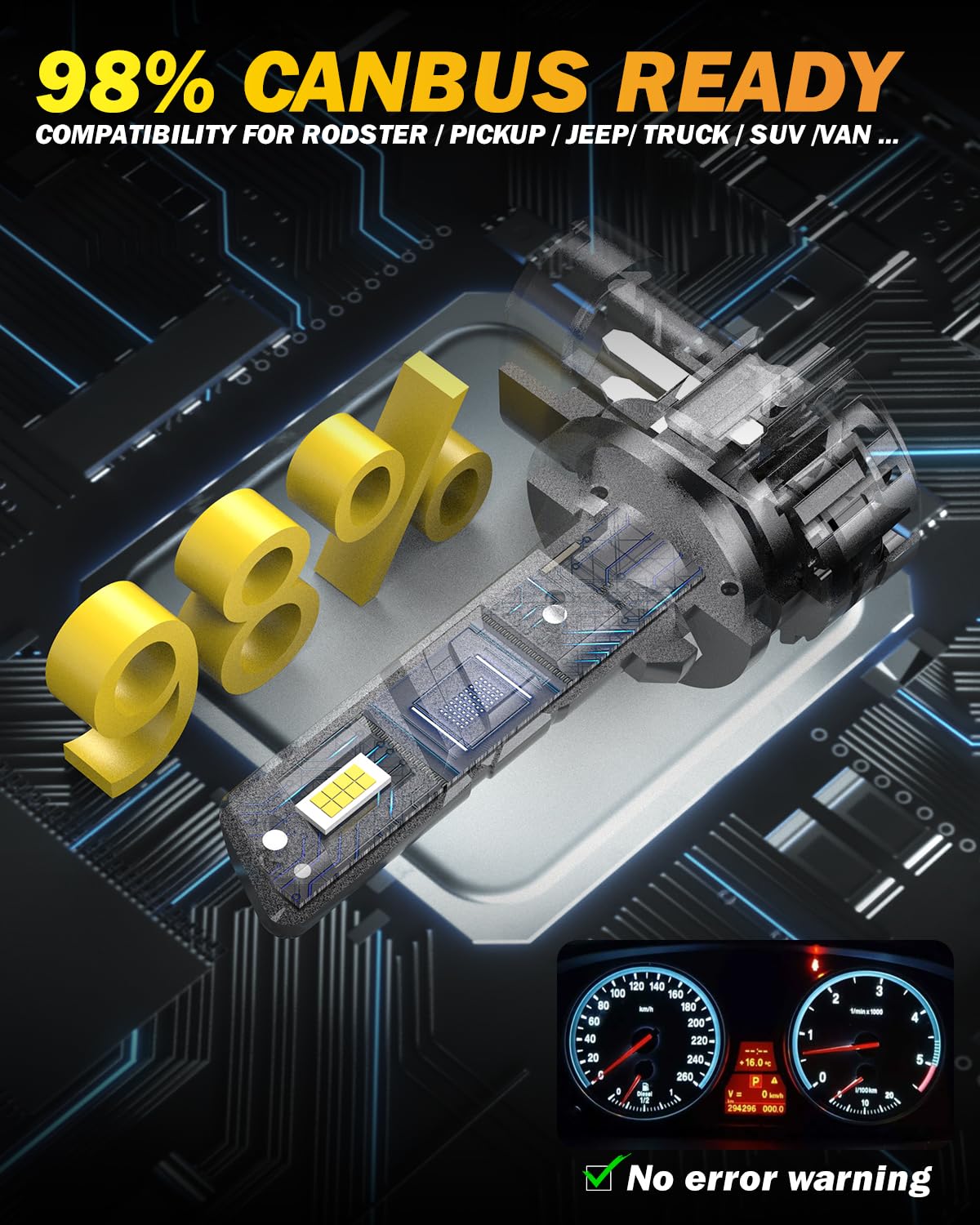 Bombilla 881 LED 100W 20000LM 6500K Blanco, 500% Súper Brillante Faros LED 881 880 Para Luces de Carretera o de Haz Bajo, Inalámbrico Plug and Play Reemplazo de Bombillas 881 de Automóviles (2 piezas)