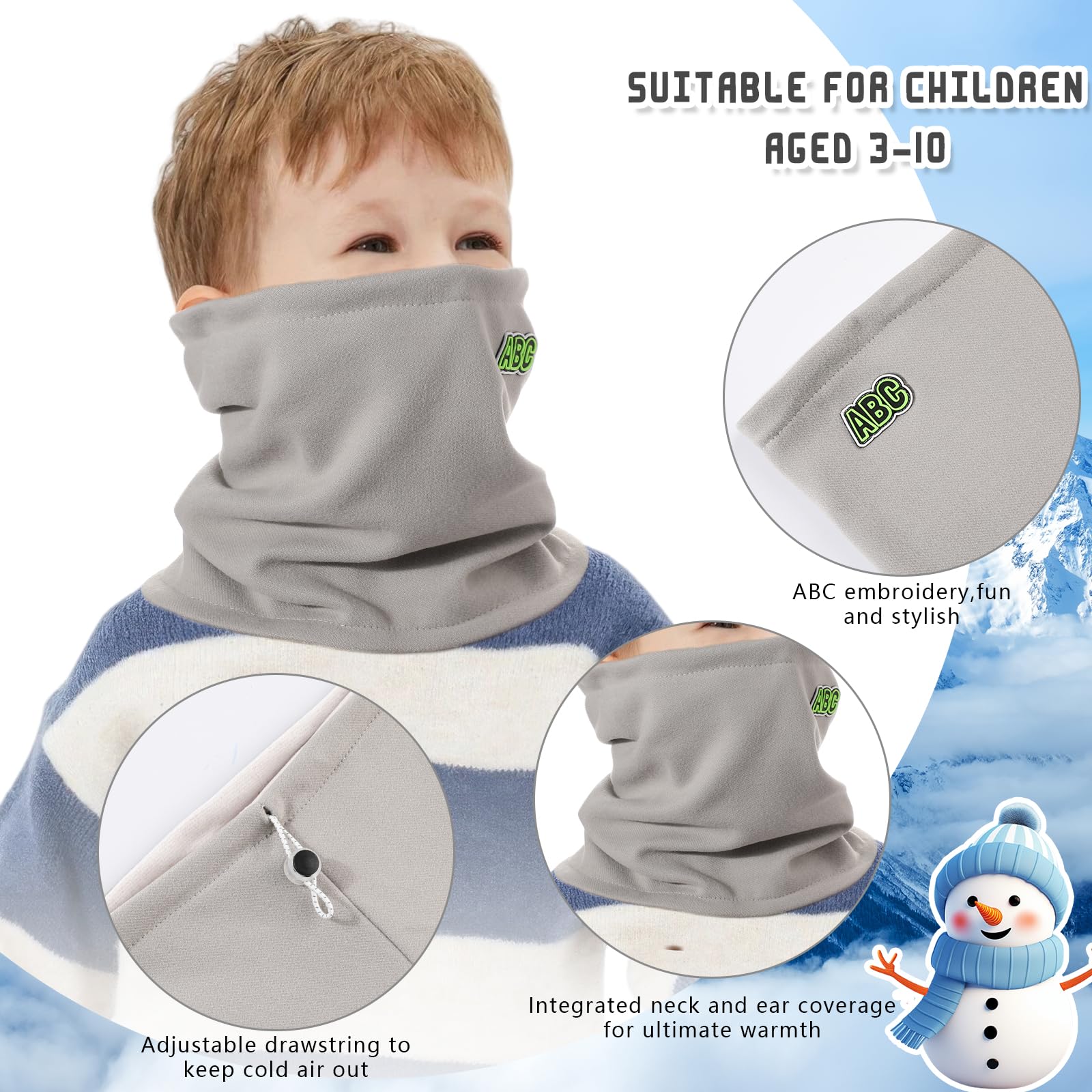 TAGVO Tour de Cou pour Enfants, Tour de Cou pour Garçons et Filles de 4 à 10 ans, Masque Cagoule Multifonction Coupe-Vent pour Activités en Extérieur-Taille Universell