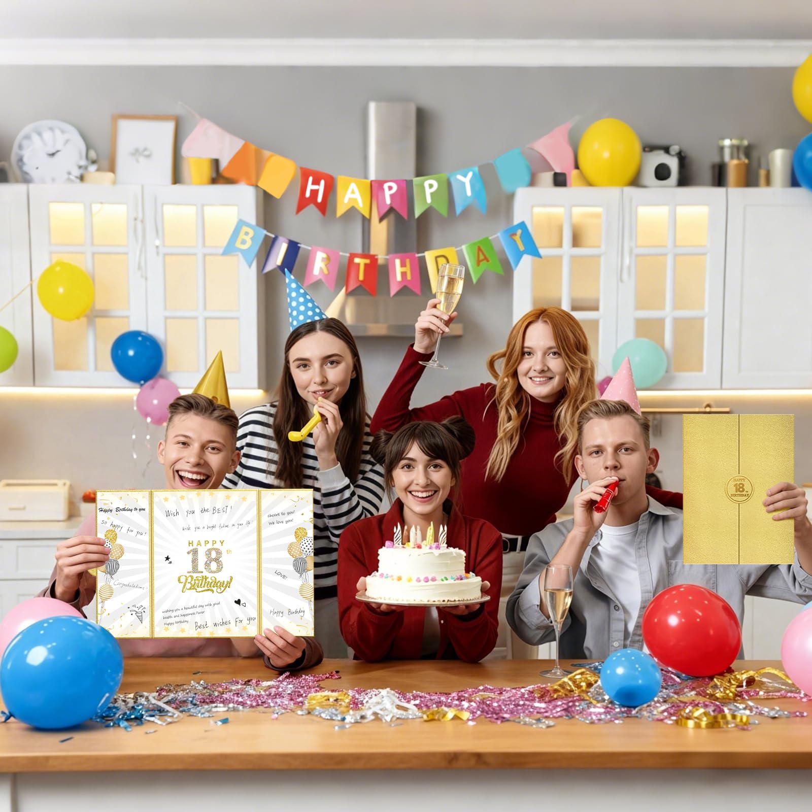 Złote dekoracje na przyjęcie urodzinowe, księga gości 'Happy Birthday' alternatywny podpis księga gości dla mężczyzn kobiet okrzyki dla 18 lat prezenty podpisywanie kart tablica artykuły