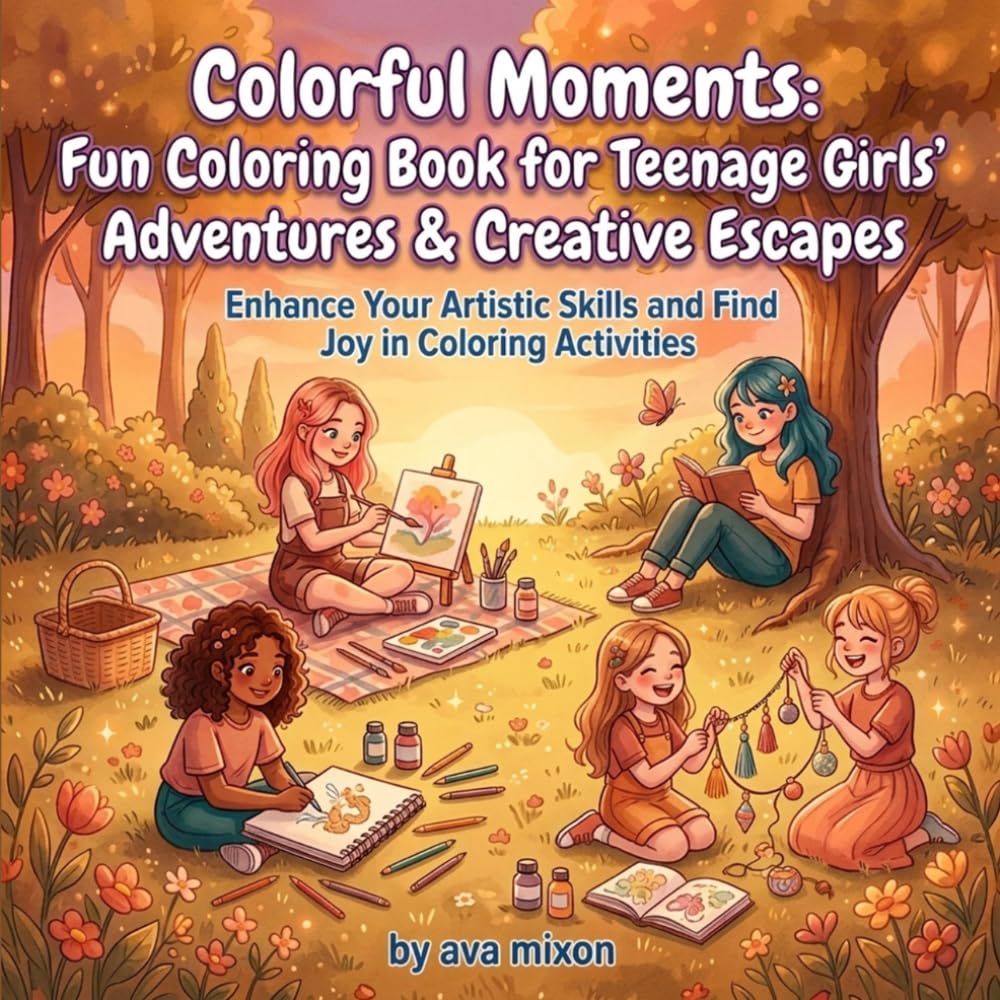 Colorful Moments: Fun Coloring Book for Teenage Girls' Adventures & Creative Escapes: Explore Coffee Dates, Spa Days, Travel, and Sleepovers with Beautiful Illustrations