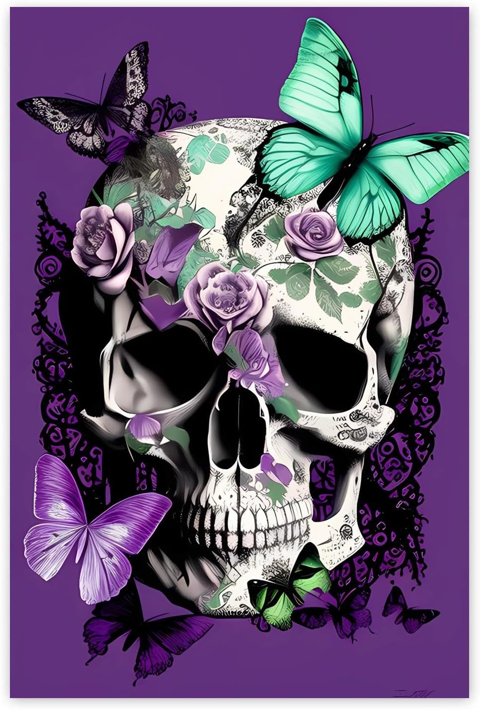 Gabbana Diamond Painting Fantasy Skeleton DIY Full Circle Diamond Art Adult Handmade Cross Stitch Kit, Skeleton Diamond Art BedBar Wall Decor 16x20 Inch