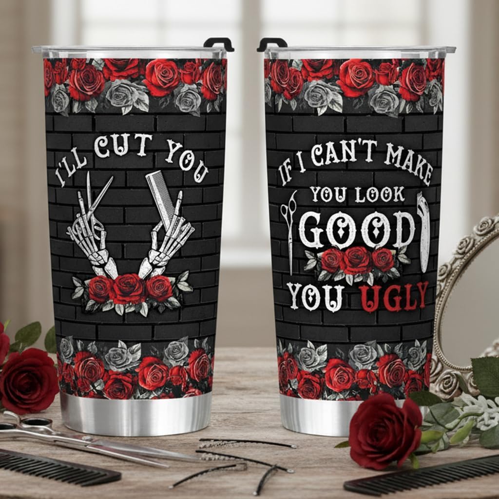 4LIEUBASMI Hair Stylist Gifts for Her - I'll Cut You 20oz Stainless Steel Tumbler with Lid - Thank You Cup Mug for Hairdresser Cosmetology Salon Owner Beautician