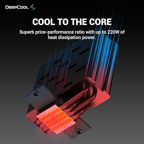 Miniatura 3 de DeepCool GAMMAXX AG400 BK ARGB Enfriador de aire para CPU, totalmente negro, 5V-3Pin Sync 220w TDP 0.236 in x 4 tubos de calor de cobre con
