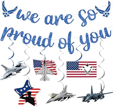 Air Force Party Decorations - We Are So Proud of You Banner Military Decor Airforce Party Decorations for Birthday Party