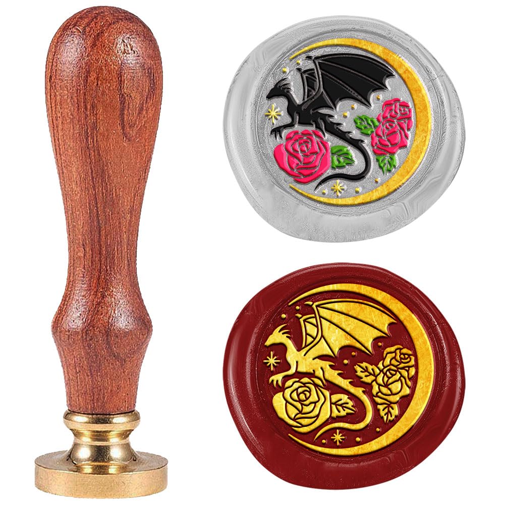 DELORIGIN 1" Wax Seal Stamp Dragon and Rose