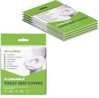 Alpine Disposable Toilet Seat Cover - 50 Pack Flushable Paper Toilet Seat Covers - Sturdy Biodegradable Portable Liners For Travel - Adult Kids Toddler Bathroom Essentials