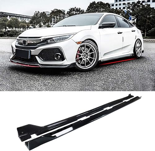 NINTE Faldones laterales para modelos Honda Civic Sedan 2016-2021, paneles de extensión de labio ABS negro brillante
